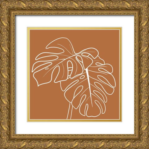 Terracotta Palms Square Gold Ornate Wood Framed Art Print with Double Matting by Torres, Melanie