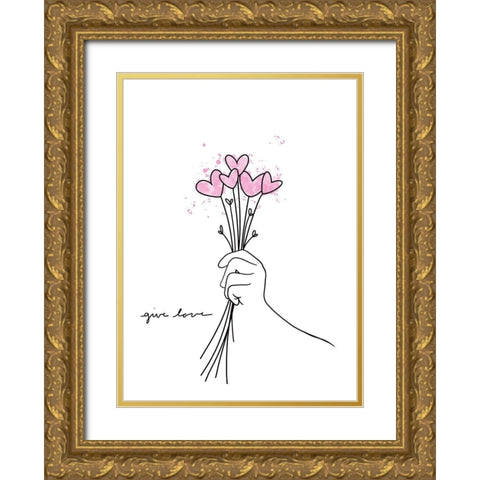 Give Love Gold Ornate Wood Framed Art Print with Double Matting by Torres, Melanie
