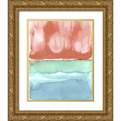 Warm Ink Abstract Gold Ornate Wood Framed Art Print with Double Matting by Medley, Elizabeth