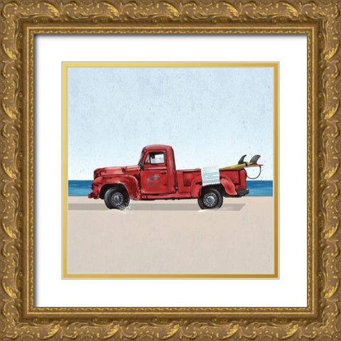Red Surf Vehicle Gold Ornate Wood Framed Art Print with Double Matting by Sheppard, Lucca
