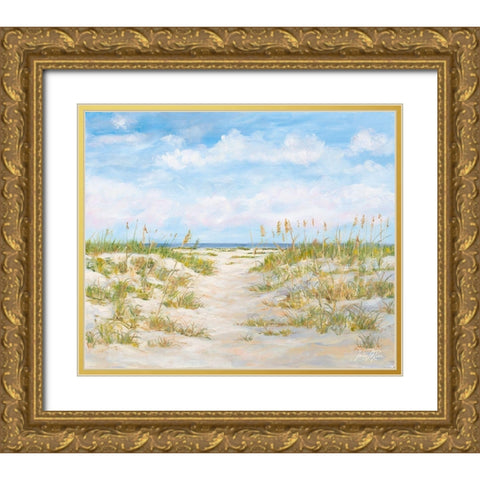 Summer Sand Dunes and Beachgrass Gold Ornate Wood Framed Art Print with Double Matting by DeRice, Julie