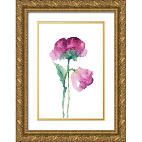 Fuchsia Tulip and Orchid Bud Gold Ornate Wood Framed Art Print with Double Matting by Loreth, Lanie