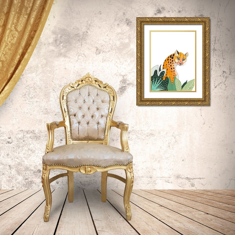 Peering Cheetah Gold Ornate Wood Framed Art Print with Double Matting by Pinto, Patricia