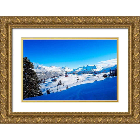 Ski Slope Gold Ornate Wood Framed Art Print with Double Matting by Peck, Gail