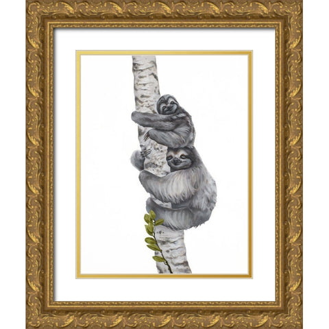 Sleepy Sloths Gold Ornate Wood Framed Art Print with Double Matting by Sheppard, Lucca