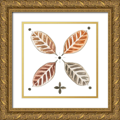 Sepia Leaves Gold Ornate Wood Framed Art Print with Double Matting by Pinto, Patricia