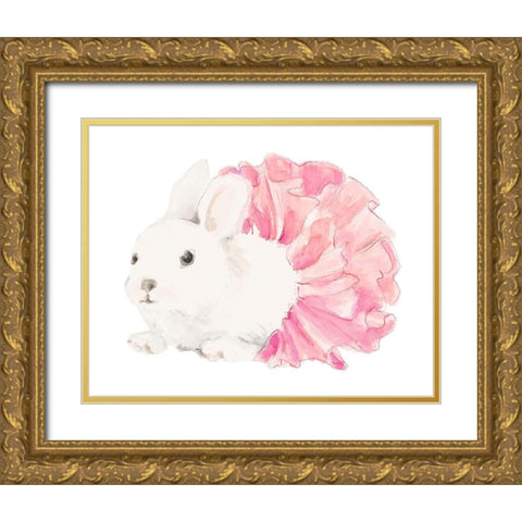 Bunny Tutu Gold Ornate Wood Framed Art Print with Double Matting by Loreth, Lanie