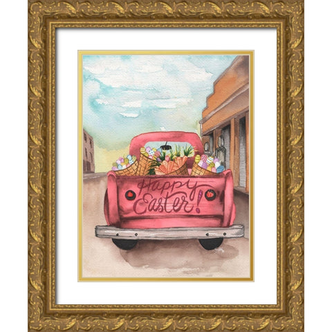 Easter Truck I Gold Ornate Wood Framed Art Print with Double Matting by Medley, Elizabeth