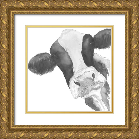 Hello Cow Gold Ornate Wood Framed Art Print with Double Matting by Price, Lucille