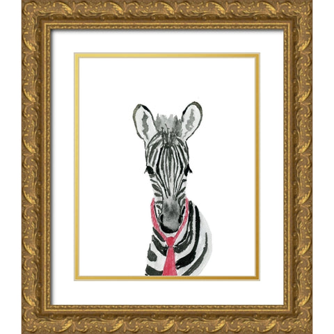 Zebra With Tie Gold Ornate Wood Framed Art Print with Double Matting by Price, Lucille