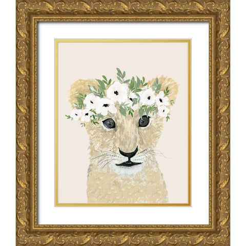 Little Lion Gold Ornate Wood Framed Art Print with Double Matting by Price, Lucille