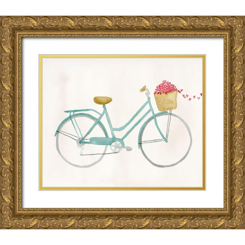 Butterfly Bicycle Gold Ornate Wood Framed Art Print with Double Matting by Price, Lucille