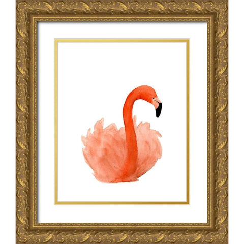 Resting Flamingo Gold Ornate Wood Framed Art Print with Double Matting by Price, Lucille