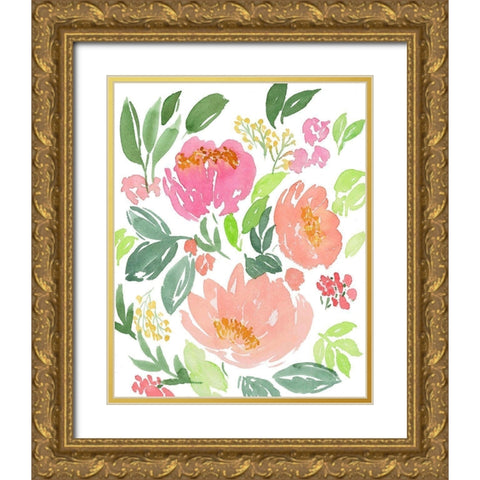 Sarahs Vibrant Garden Gold Ornate Wood Framed Art Print with Double Matting by Price, Lucille
