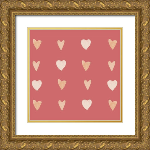 Hearts Gold Ornate Wood Framed Art Print with Double Matting by Price, Lucille