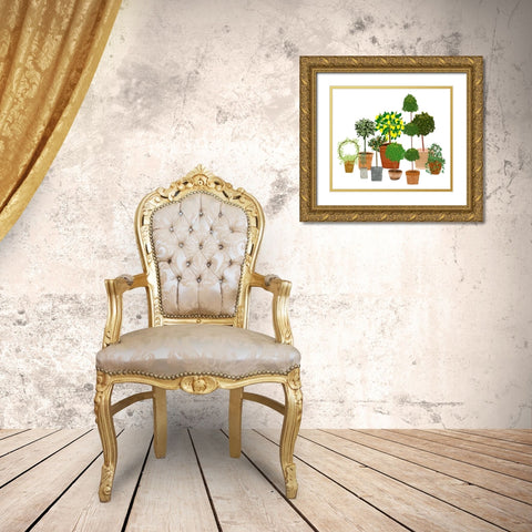 Topiaries Gold Ornate Wood Framed Art Print with Double Matting by Bucheli, Jen