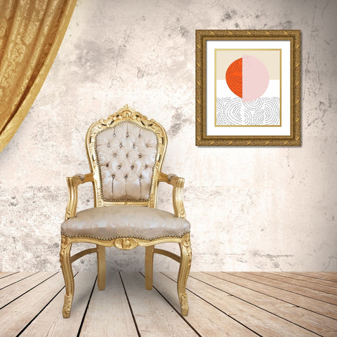 Minimalist Mod Circles Gold Ornate Wood Framed Art Print with Double Matting by Bucheli, Jen