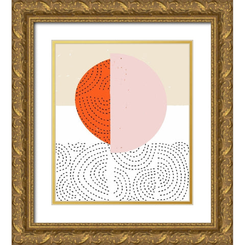 Minimalist Mod Circles Gold Ornate Wood Framed Art Print with Double Matting by Bucheli, Jen