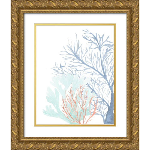 Triple Coral I Gold Ornate Wood Framed Art Print with Double Matting by Price, Lucille