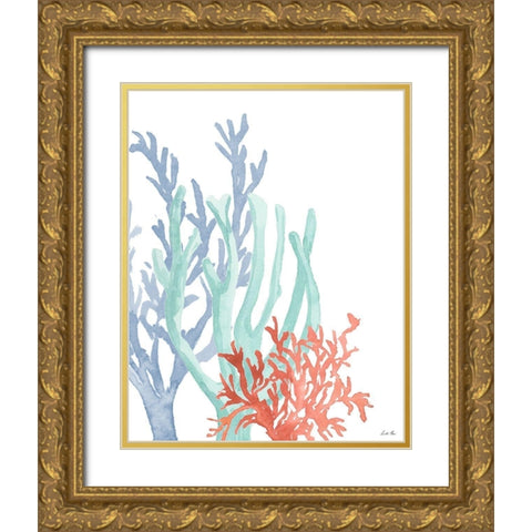 Triple Coral II Gold Ornate Wood Framed Art Print with Double Matting by Price, Lucille