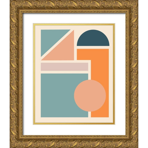Papercut Abstract I Gold Ornate Wood Framed Art Print with Double Matting by Medley, Elizabeth