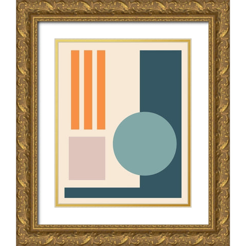 Papercut Abstract IV Gold Ornate Wood Framed Art Print with Double Matting by Medley, Elizabeth