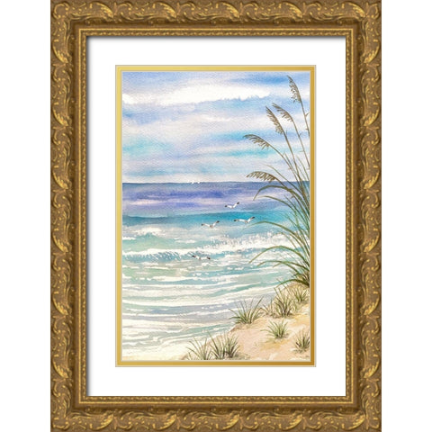 Watercolor Sea View I Gold Ornate Wood Framed Art Print with Double Matting by Biscardi, Nicholas