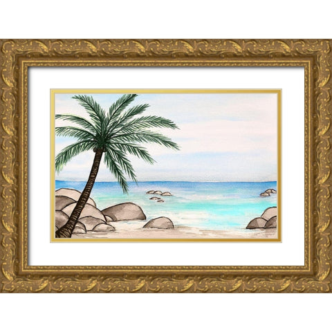 Beach Time Sunrise II Gold Ornate Wood Framed Art Print with Double Matting by Biscardi, Nicholas