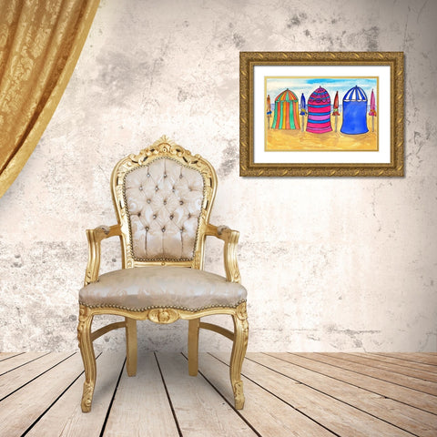 Cabana Beach I Gold Ornate Wood Framed Art Print with Double Matting by Biscardi, Nicholas
