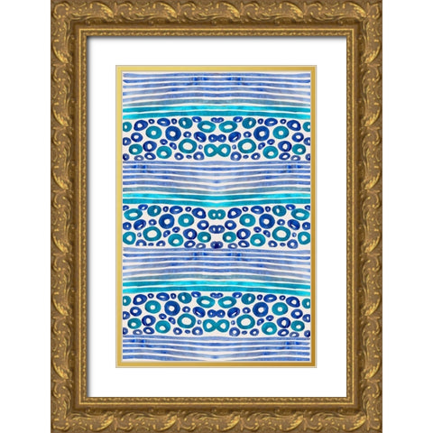 Aqua Blue Fun I Gold Ornate Wood Framed Art Print with Double Matting by Biscardi, Nicholas
