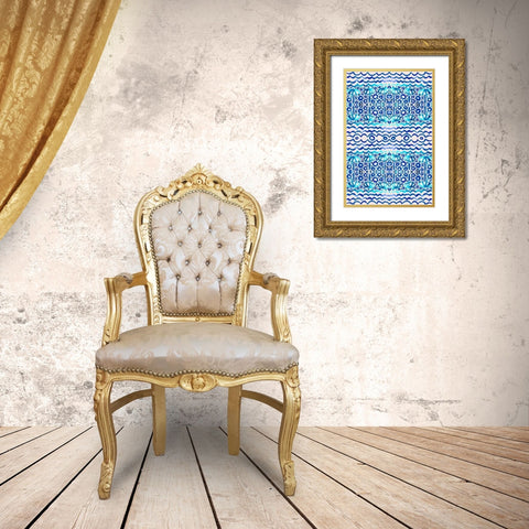 Aqua Blue Fun II Gold Ornate Wood Framed Art Print with Double Matting by Biscardi, Nicholas