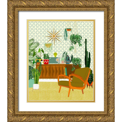 Plant Living Room Gold Ornate Wood Framed Art Print with Double Matting by Bucheli, Jen