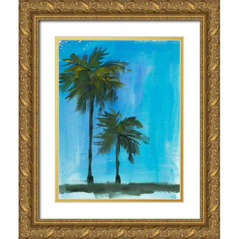 Twin Palms Gold Ornate Wood Framed Art Print with Double Matting by Slivka, Jane