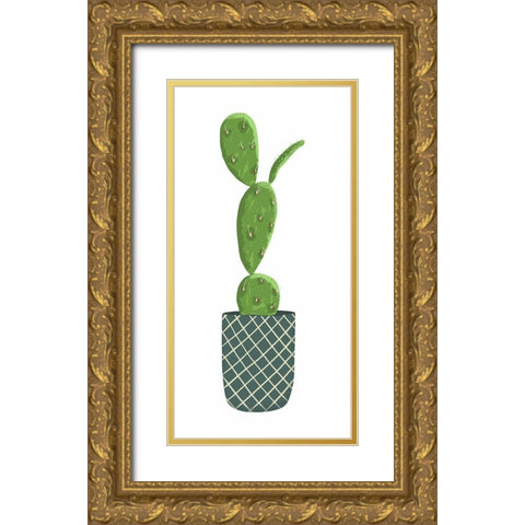 Modern Cacti Pot II Gold Ornate Wood Framed Art Print with Double Matting by Bucheli, Jen