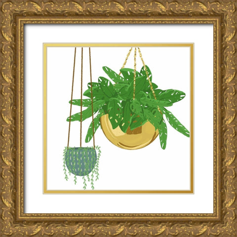 Hanging Plant Set Gold Ornate Wood Framed Art Print with Double Matting by Bucheli, Jen