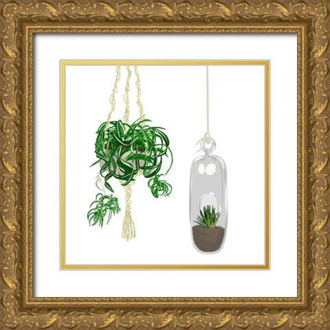 Hanging Plant Set II Gold Ornate Wood Framed Art Print with Double Matting by Bucheli, Jen