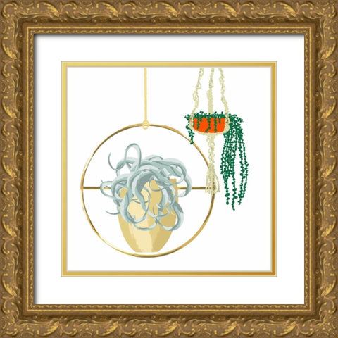 Hanging Plant Set III Gold Ornate Wood Framed Art Print with Double Matting by Bucheli, Jen