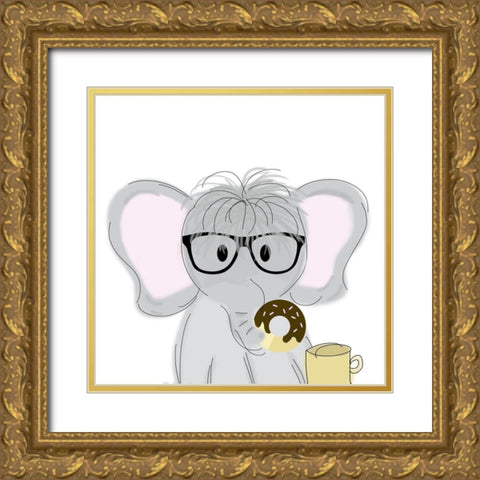Monday Morning Ele Gold Ornate Wood Framed Art Print with Double Matting by Quach, Anna