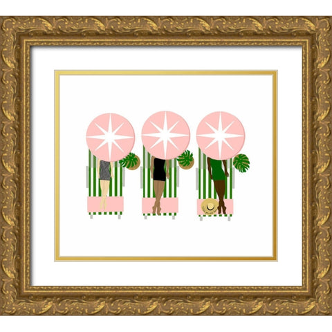 Sunbathing Ladies Gold Ornate Wood Framed Art Print with Double Matting by Bucheli, Jen