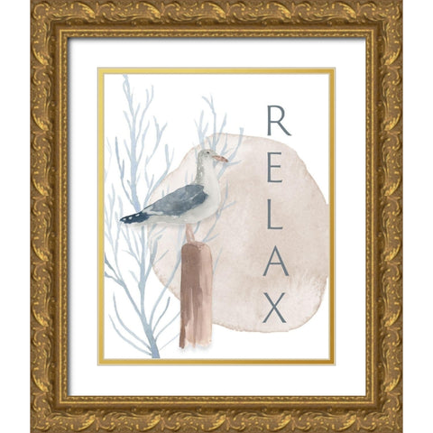 Seabird Relax Gold Ornate Wood Framed Art Print with Double Matting by Price, Lucille