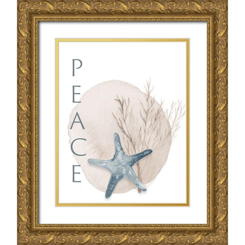 Peace Starfish Gold Ornate Wood Framed Art Print with Double Matting by Price, Lucille