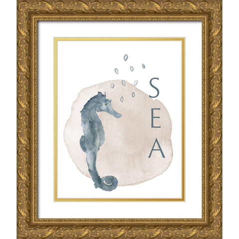 Sea Seahorse Gold Ornate Wood Framed Art Print with Double Matting by Price, Lucille