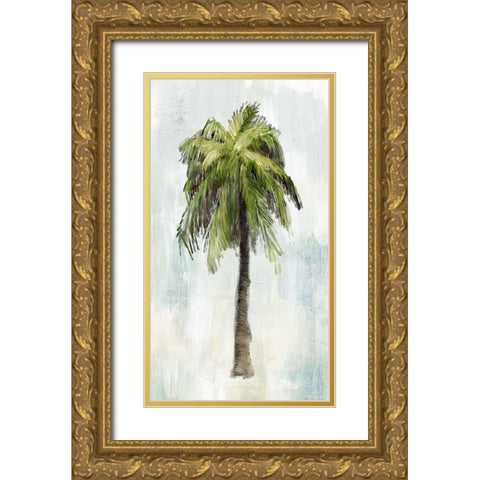 Single Palm Tree II Gold Ornate Wood Framed Art Print with Double Matting by Meneely, Dan