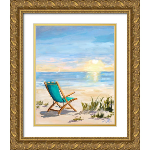 Sling Back Sunset Gold Ornate Wood Framed Art Print with Double Matting by DeRice, Julie