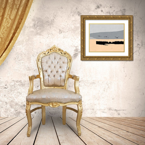 Flying Off The Dock Gold Ornate Wood Framed Art Print with Double Matting by Tom, Ella