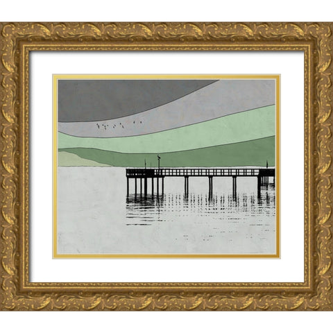 New Dock Gold Ornate Wood Framed Art Print with Double Matting by Tom, Ella