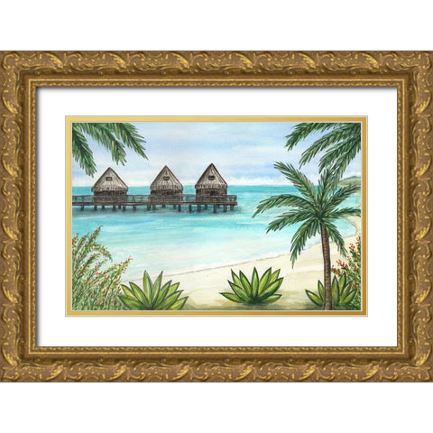 Paradise And Palms I Gold Ornate Wood Framed Art Print with Double Matting by Biscardi, Nicholas