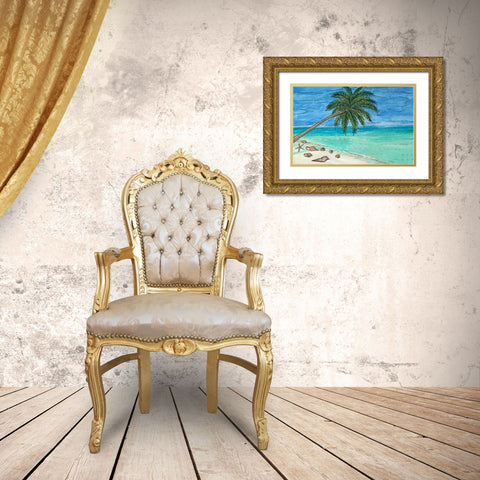 Paradise And Palms II Gold Ornate Wood Framed Art Print with Double Matting by Biscardi, Nicholas