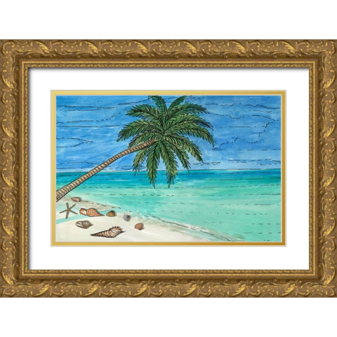 Paradise And Palms II Gold Ornate Wood Framed Art Print with Double Matting by Biscardi, Nicholas