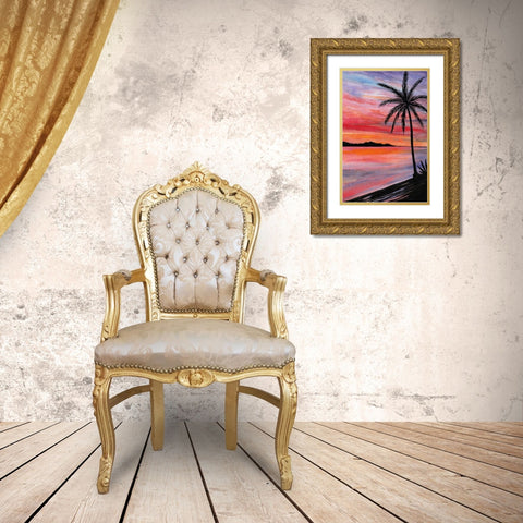 Sunset Beach I Gold Ornate Wood Framed Art Print with Double Matting by Biscardi, Nicholas